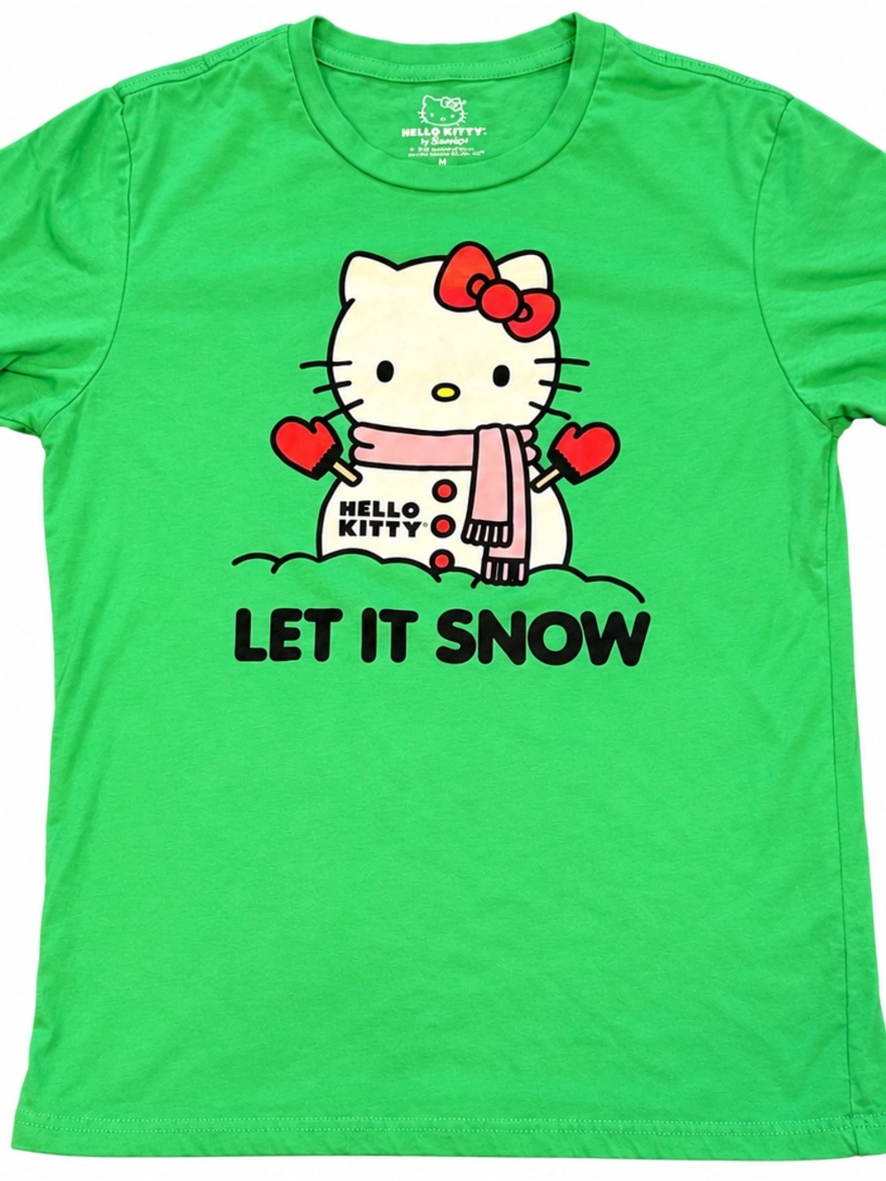 Hello Kitty Sanrio Let It Snow Holiday Graphic Tee Green M